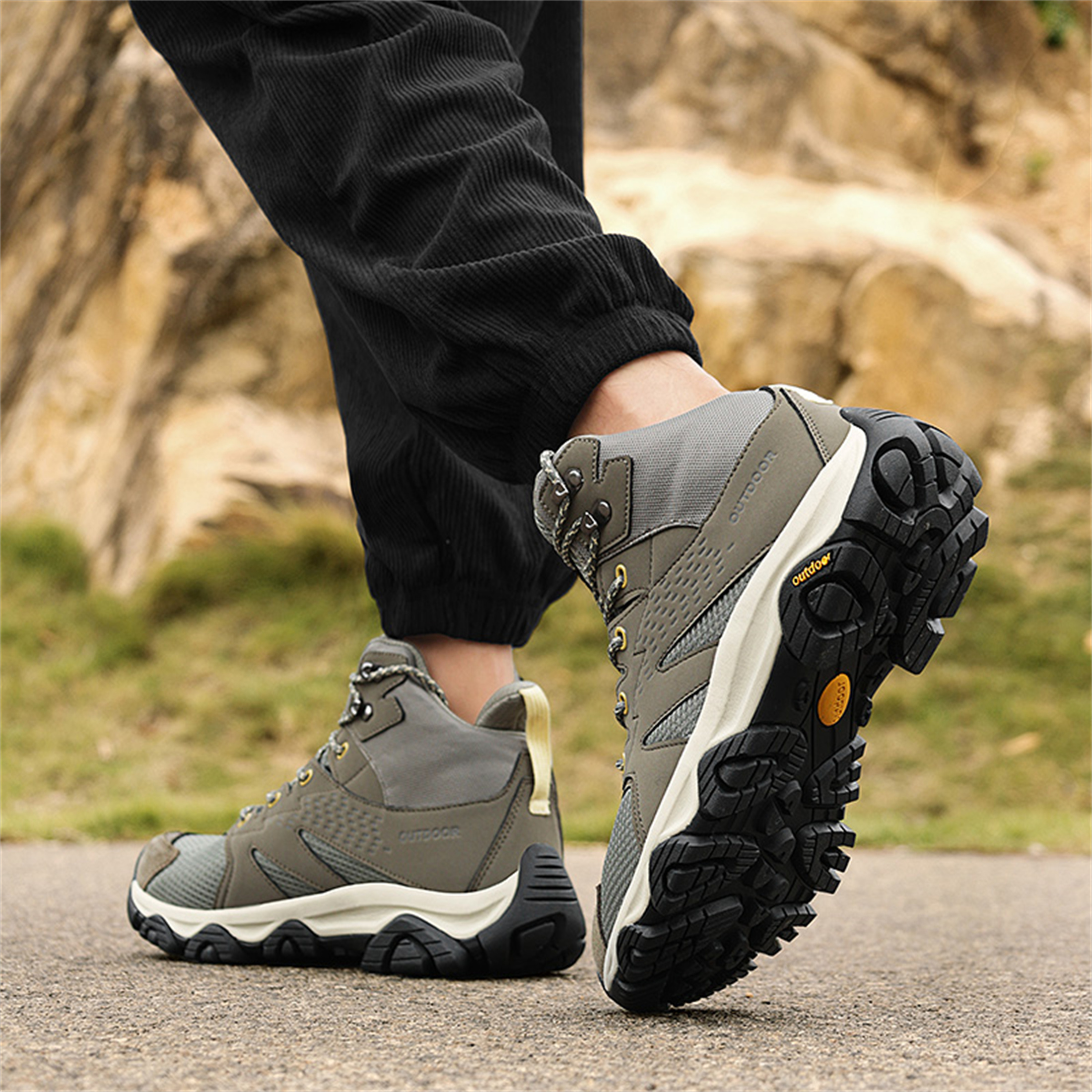 YOURDIARY Womens Mens High-Top Hiking Shoes Outdoor Breathable Anti-Slip Athletic Shoes Trekking Sneakers