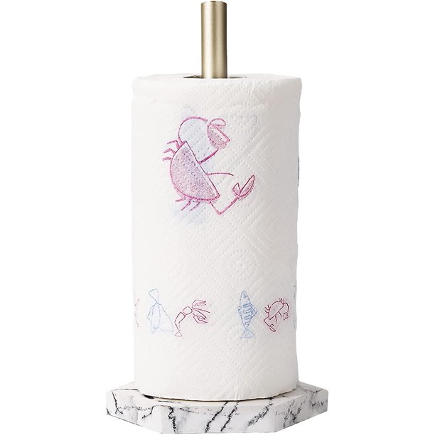 Soporte para rollo de cocina, soporte para toallas de papel de aluminio con base de mármol, dispensador de toallas de cocina, soporte para encimera, toalla de papel para comedor Ho Feliz Sencillez
