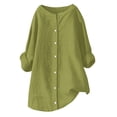 thumbnail image 6 of Womens Linen Blend Long Sleeve Blouse Loose Fit Breathable Comfort Casual Shirt, 6 of 7
