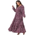 thumbnail image 3 of DARING DIVA Plus Size Polka Dots Long Maxi Lantern Sleeve Dress 3X Dark Red, 3 of 6