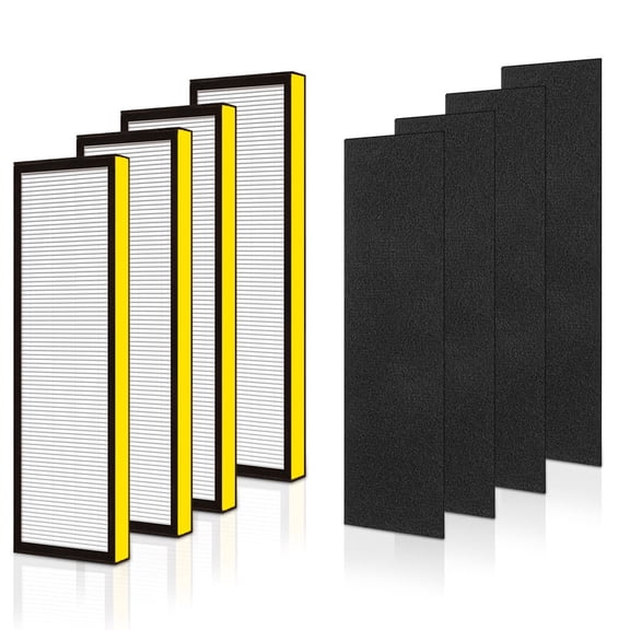 Veyozon 4 Pack FLT4825 HEPA Filter B Replacement for Germ Guardian Air Purifier, Compatible with Models AC4825 AC4300 AC4800 AC4850 AC4900, Includes 4 HEPA B Filters & 4 Activated Carbon Pre-Filters