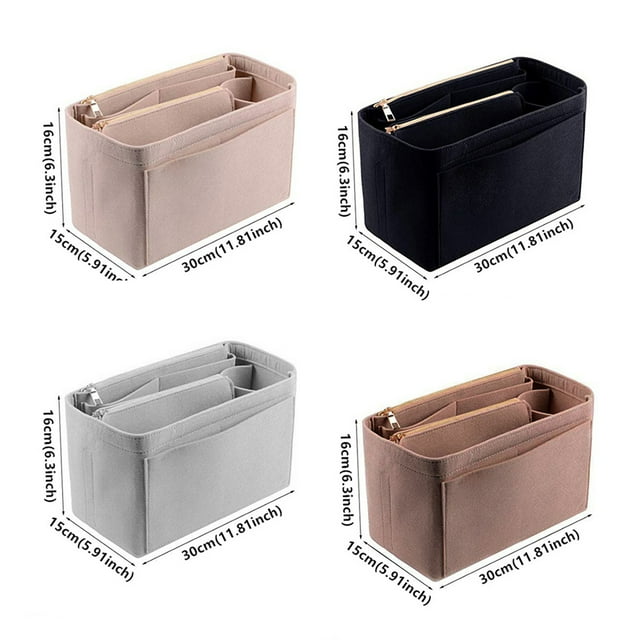 pitrice Felt Insert Bag Multi-functional Travel Cosmetic Bag For Girls On Go With Fine beige M 26*15*14cm 2Set