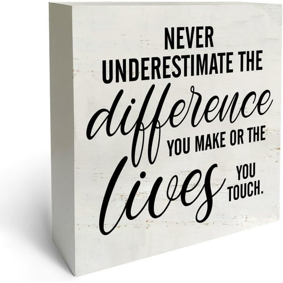 Zomyto 5"x5" Never Forget the Difference You Make Box Sign Wood Desk Sign Decor Thank You Wooden Block Plaque Box Sign Home