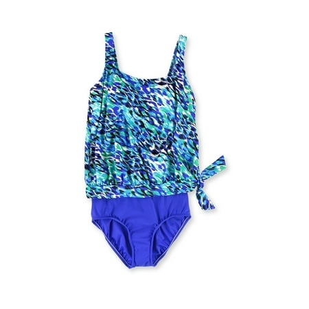 - Swim Solutions Womens Side-Tie Blouson Brief 2 Piece Tankini blu 8