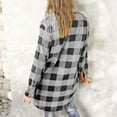 thumbnail image 4 of TKLPEHG Color Block Plaid Shacket Jacket Womens Fall Fashion Long Sleeve Casual Lapel Button Shirt Loose Comfy Blouse Thin Coats (Gray,M), 4 of 9