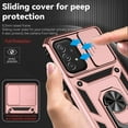 thumbnail image 5 of Case for Samsung Galaxy A13 4G with Camera Lens Sliding Cover, Heavy Duty Rugged Ring Stand Case, Military Grade Drop Resistant Magnetic Car Mount Shockproof Case for Samsung Galaxy A13 4G, Rosegold, 5 of 8