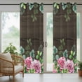 thumbnail image 5 of Outdoor Curtains for Patio Waterproof, Spring Pink Roses Outdoor Privacy Panels Grommet, Pastoral Eucalyptus Leaves Brown Wooden Blackout Outside Curtains for Porch/Cabana 54"x108", 1 Panel, 5 of 8