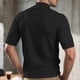 thumbnail image 4 of Blusa y camisa de manga corta con cuello alto y semiredondo para hombre, de poliéster, ajustada, de color liso, con base de vellón alemán, cuello alto y manga corta., 4 of 4