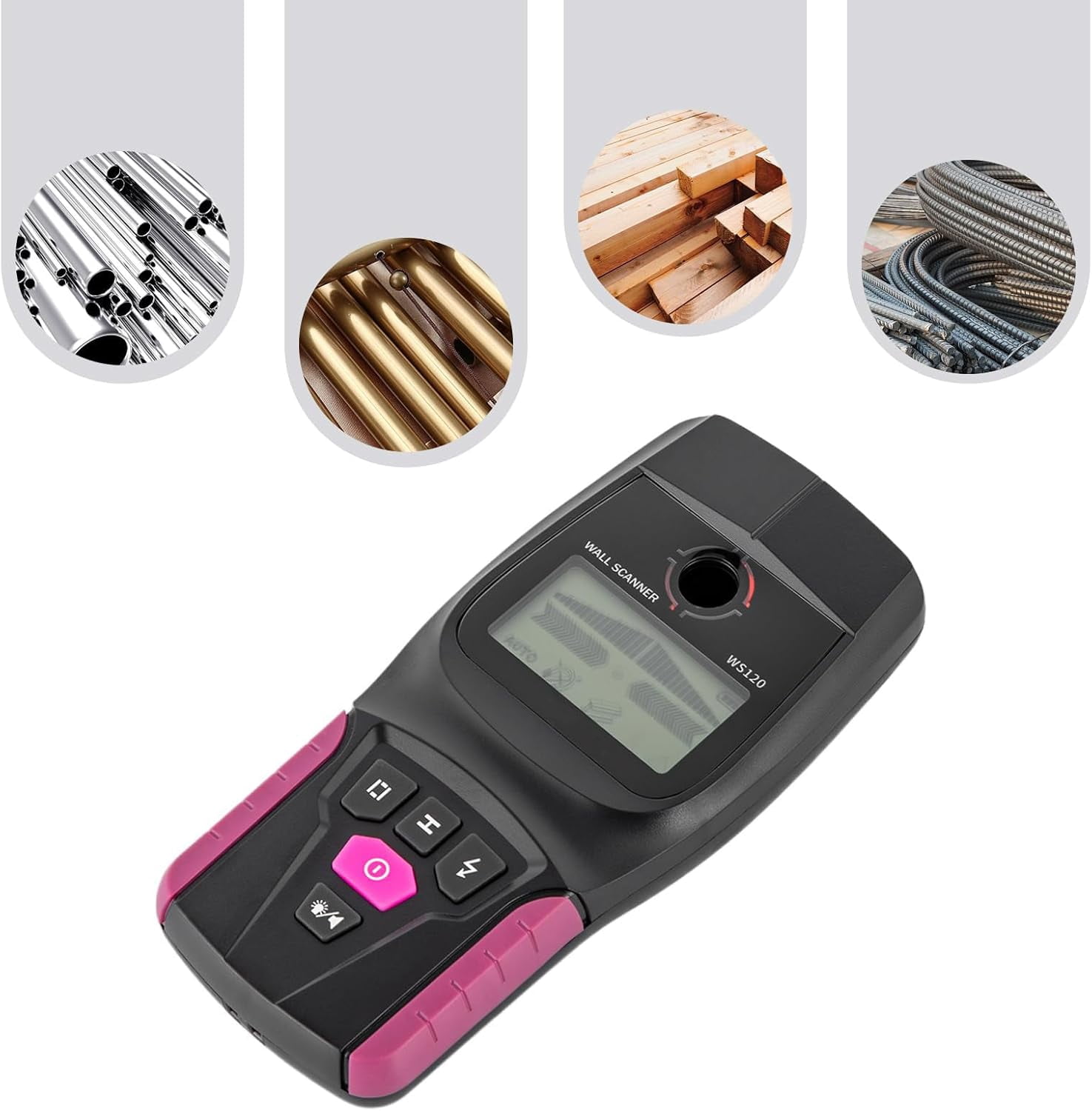 Wall Scanner Professional Multifunctional Wall Detector with HD LCD Display & Audio Alarm, Live Wires Cable PVC Water Pipe Metal Wood Studs Detection Tool(Q)