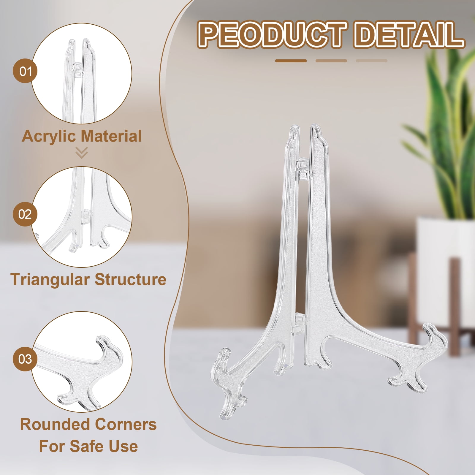 Uxcell 12 Inch Acrylic Plate Stand for Display, 6 Pack Acrylic Easel Display Stand Foldable Clear Easel Plate Holder for Picture Frames Photo Card CD Book Home Decoration, Clear