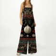 thumbnail image 4 of Women's Casual Loose Jumpsuit with Christmas Print, Army Green, Size L, 4 of 5