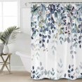 thumbnail image 4 of Blue Eucalyptus Shower Curtain Waterproof Watercolor Plant Leaves Floral Shower Curtain for Bathroom,Bathtub,Shower, Blue Green Leaves Botanical Shower Curtain Set with Hooks 72x72 Inch, 4 of 6