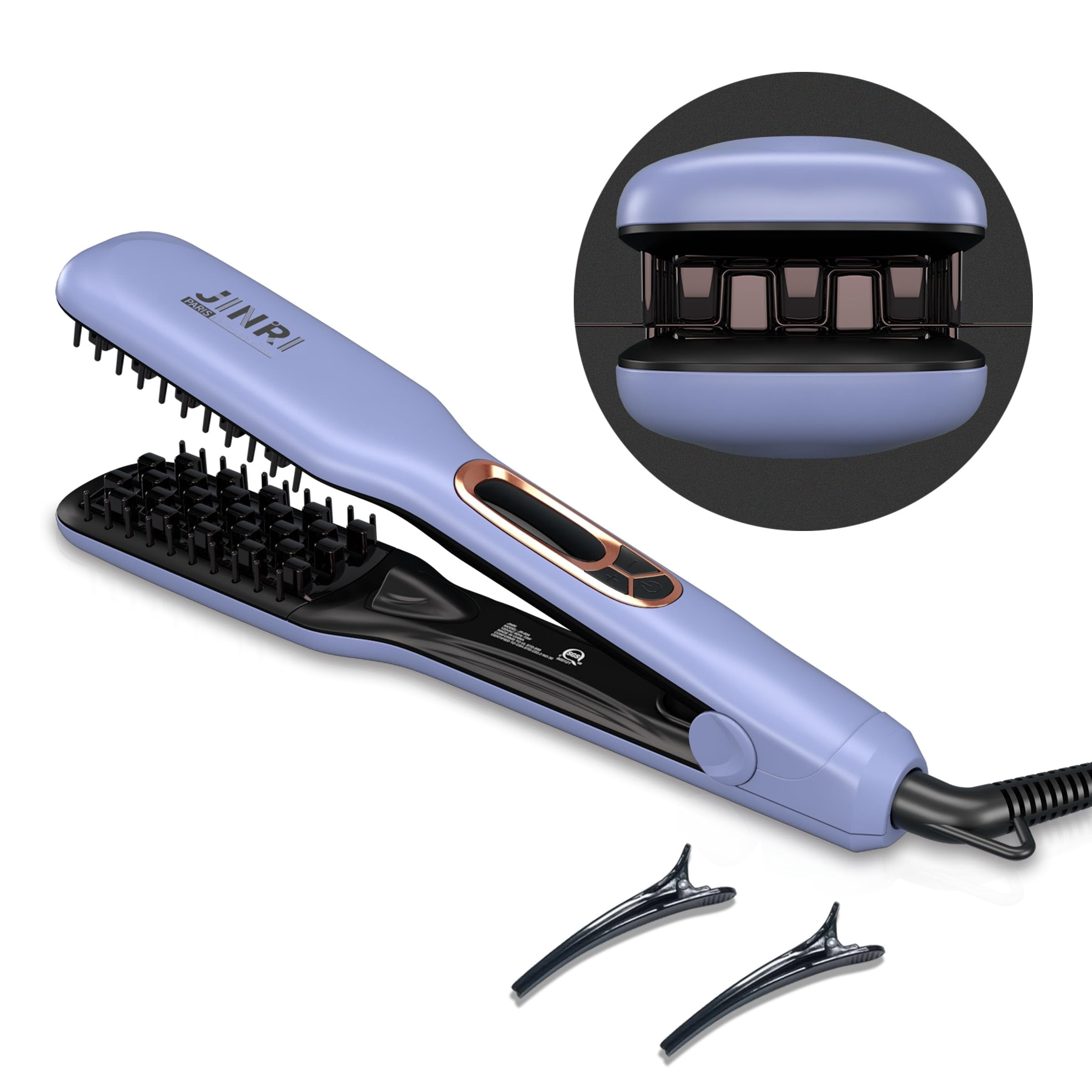 JINRI Volumizing Hair Iron, Pumped-Up Volume, Adjustable Temp, 360 Â° Tail Rotation, Lasting Hair Volume, for Short Or Thin Hair, Purple