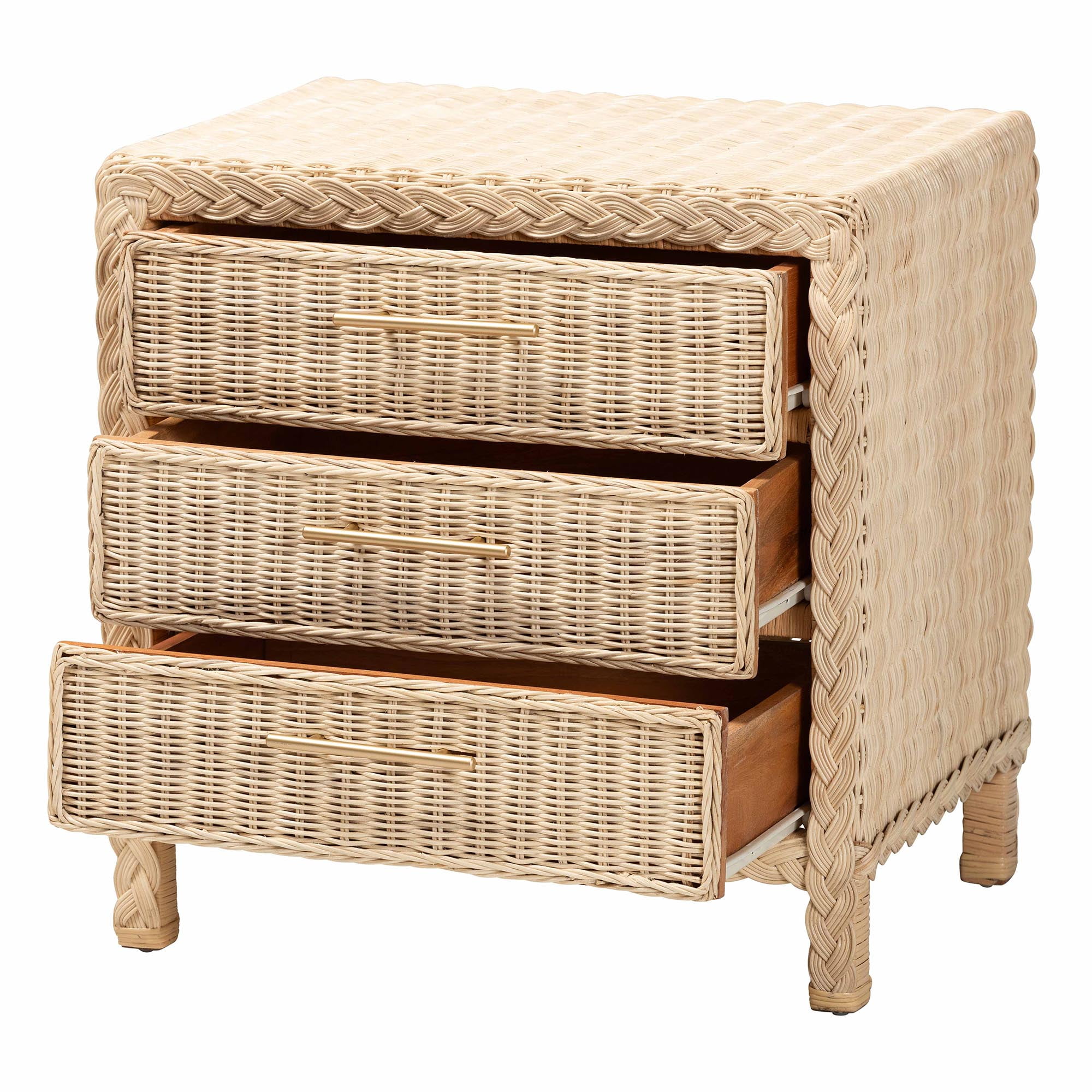 bali & pari Lanica Japandi Nightstand, Pale brown