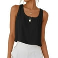 thumbnail image 3 of UPPADA Womens Linen Crop Tank Tops Cute Summer Sleeveless Boat Neck Tunic Basic Comfy Dressy Tops Trendy Casual Solid Color Tanks,Tank Tops for Women 2025 Black,L, 3 of 7