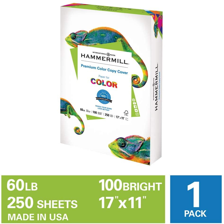 Hammermill Cardstock Paper, 60lb Premium Color Copy Paper 17x11, 1 Pack, 250 Sheets Walmart