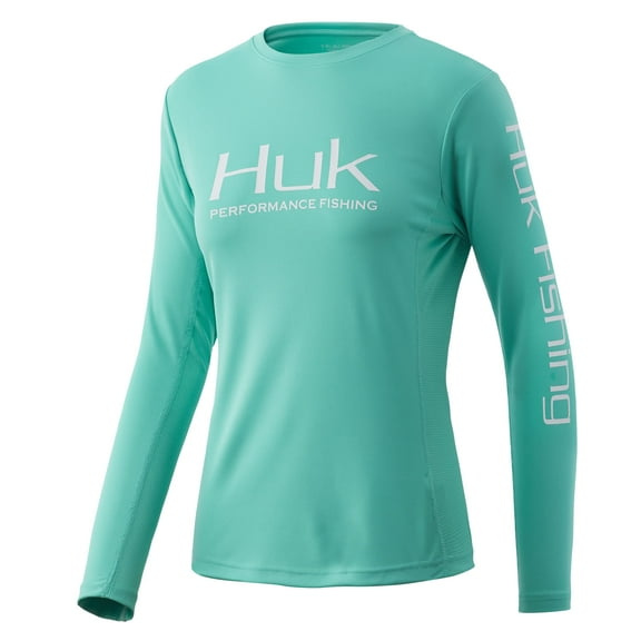 Huk Women's Icon X Hoodie Performance Shirt (Electric Green, X-Small)