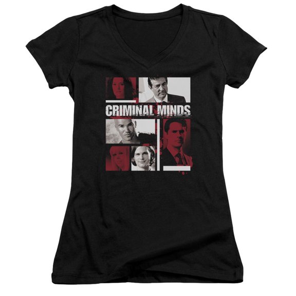 Criminal Minds Character Boxes Junior Women's V-Neck T-Shirt Black