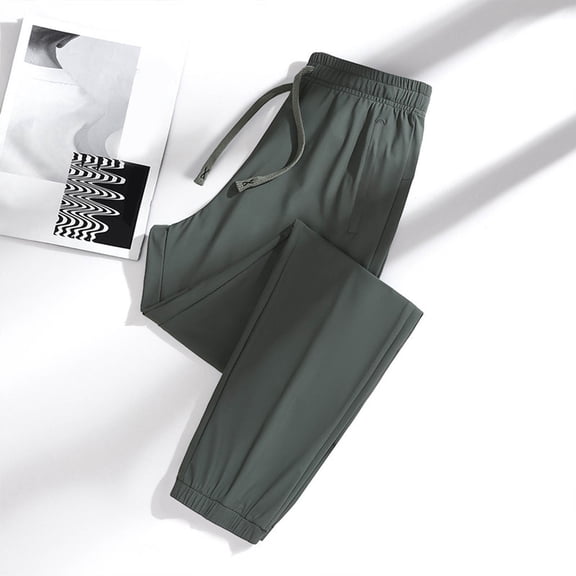 HOWPAY Womens Joggers Breathable Casual Elastic Waist Stretch Active Pants with Zipper Pocket Quick Drying Lightweight Athletic Pant Army Green L