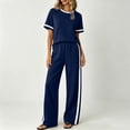 thumbnail image 5 of 2 Piece Sets for Women Summer Short Sleeve Wide Leg Outfits Crew Neck Casual Lounge Set with Pockets, M, 5 of 5