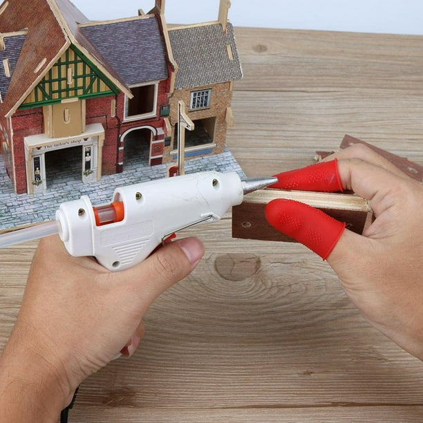 Antideslizante Pistola de pegamento caliente Tapas para dedos Funda de silicona para dedos (Rojo 3 piezas)