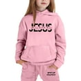 thumbnail image 4 of Boys Girls Sweatsuit Set 2PC Long Sleeve Pink Tracksuit Hoodie and Sweatpants Warm Fall Winter Clothes Boys Girls Jogger Set 6-7 Years, 4 of 5