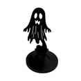 thumbnail image 2 of Linnome Black Wood Halloween Candle Holder Hollow Silhouette Ghost Scarecrow Tea Light Stand Anti Tipping Table Centerpiece Indoor Halloween Party Decor, 2 of 6