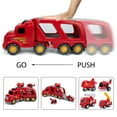 thumbnail image 2 of Fire Truck Toys Vehicle Toy Car Set for 2 3 4 Year Old Kids,Transport Cargo with Airplane Helicopter Car Construction Truck Play Set,Play Vehicles in Friction Powered Carrier Truck, 2 of 6