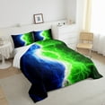thumbnail image 4 of Black Green Blue Comforter Set Queen Lightning Pattern Gaming Bedding Sets Adult,Lightnings Abstract Art Down Comforter Game Room Decor,Hippie Modern Style Patchwork Duvet Insert, 4 of 6