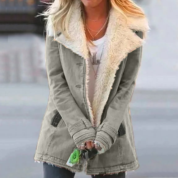 Womens Ladies Warm Winter Teddy Bear Coat Jacket Color Matching Outwear Teddy Scrub Jackets for Women Women Fall Jacket Womens Sweatshirts Zip up Petite Cardigan Women's Fall Jacket Curling Jacket