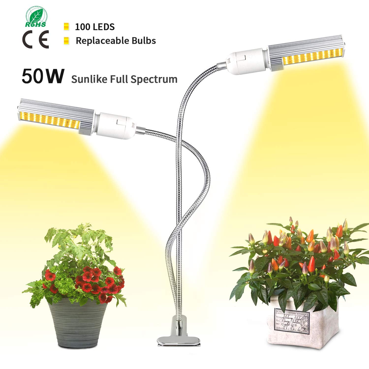 28LED Hydroponic Plant Grow Light Indoor Garden Home Flexible Desk Clamp Lamp US