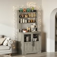thumbnail image 3 of Spacious 6-Tier Farmhouse Baker's Rack with Glass Door – Kitchen Pantry Hutch, Thick Countertop, Storage Cabinet, Microwave Stand, Coffee Bar Organizer for Dining Room – White, 3 of 8