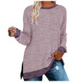 thumbnail image 2 of Women's Long Sleeve T-shirt, Women'S Clothing Long Sleeve Round Neck Split Top Loose Casual Pullover Top Shirt,Women's Long sleeve T-shirt XL, 2 of 7
