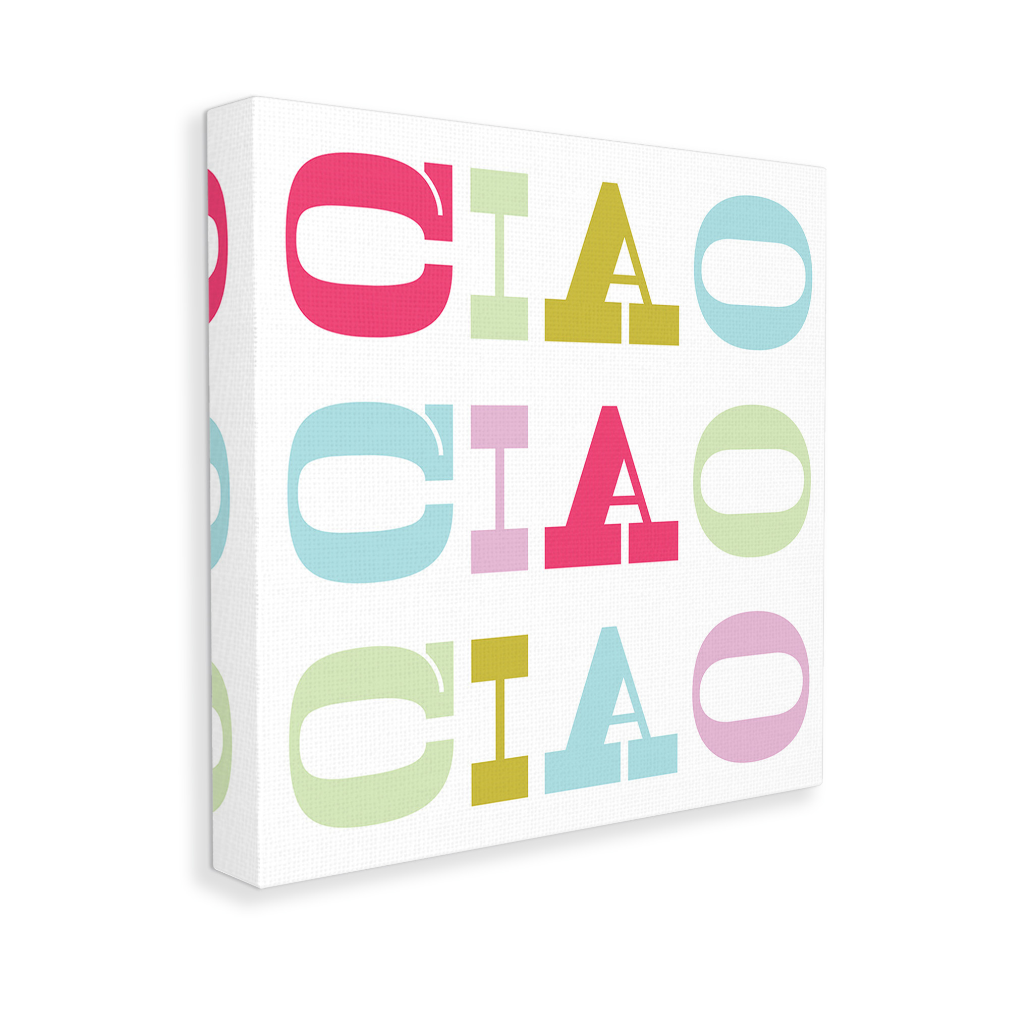 Stupell Industries Patterned Ciao Typography Typography Painting Gallery Wrapped Canvas Art Print Wall Art, 17 x 17