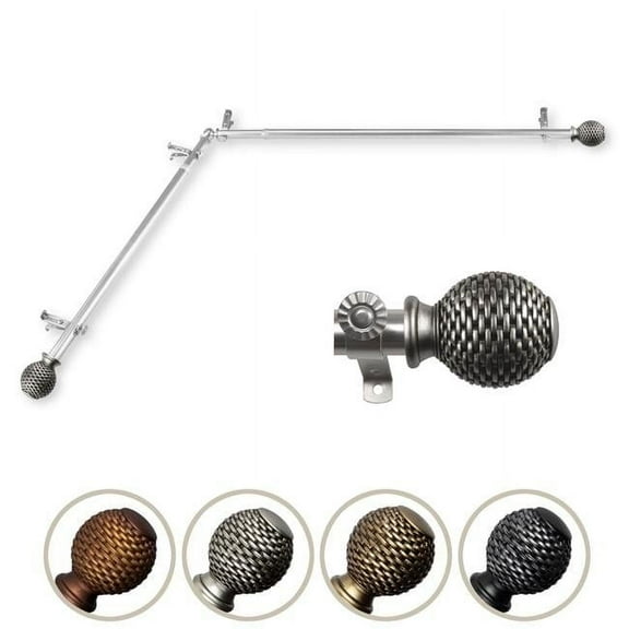 Central Design 4879-485-CORNER 0.812 in. Dia. Vanna Corner Curtain Rod, Satin Nickel - 48-84 in.