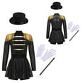 thumbnail image 2 of iiniim Girls Circus Ringmaster Jumpsuit Shiny Sequins Performance Leotard Dress Magician Outfits Black 10, 2 of 7