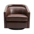 thumbnail image 3 of Wovenbyrd Classic Barrel Swivel Chair Dark Brown Faux Leather Faux Leather, 3 of 6