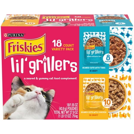 UPC: 0050000504541 | Friskies Gravy Wet Cat Food Complement Variety Pack  Lil  Grillers Seared Cuts With Chicken & Tuna  1.55 oz. Pouch