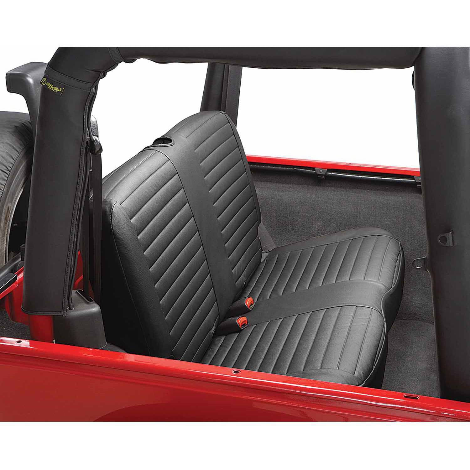 Bestop 29221-15 Jeep Wrangler Rear Bench Seat Cover, Black Denim -  