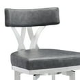 thumbnail image 4 of Natalie Contemporary 30" Bar Height Barstool in Brushed Stainless Steel Finish and Vintage Grey Faux Leather, 4 of 8