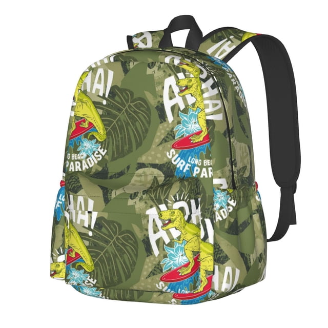 Disketp Surfing Dinosaur Mochila Escolar de Gran Capacidad y Peso Ligero, Mochila de Viaje Ideal para Escuela, Trabajo y Uso Diario, Cómoda y con Estilo