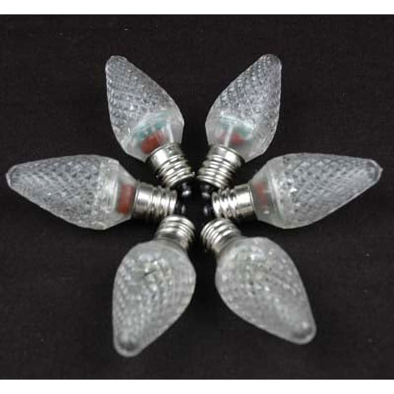 C7 Twinkle Christmas Light Bulbs - White Flashing E12 Base, 25 Count String, Indoor/Outdoor