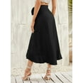thumbnail image 5 of Wenseny Women’s Satin Asymmetrical Long Wrap Skirts Ruffled Hem Midi Skirt Black L, 5 of 7