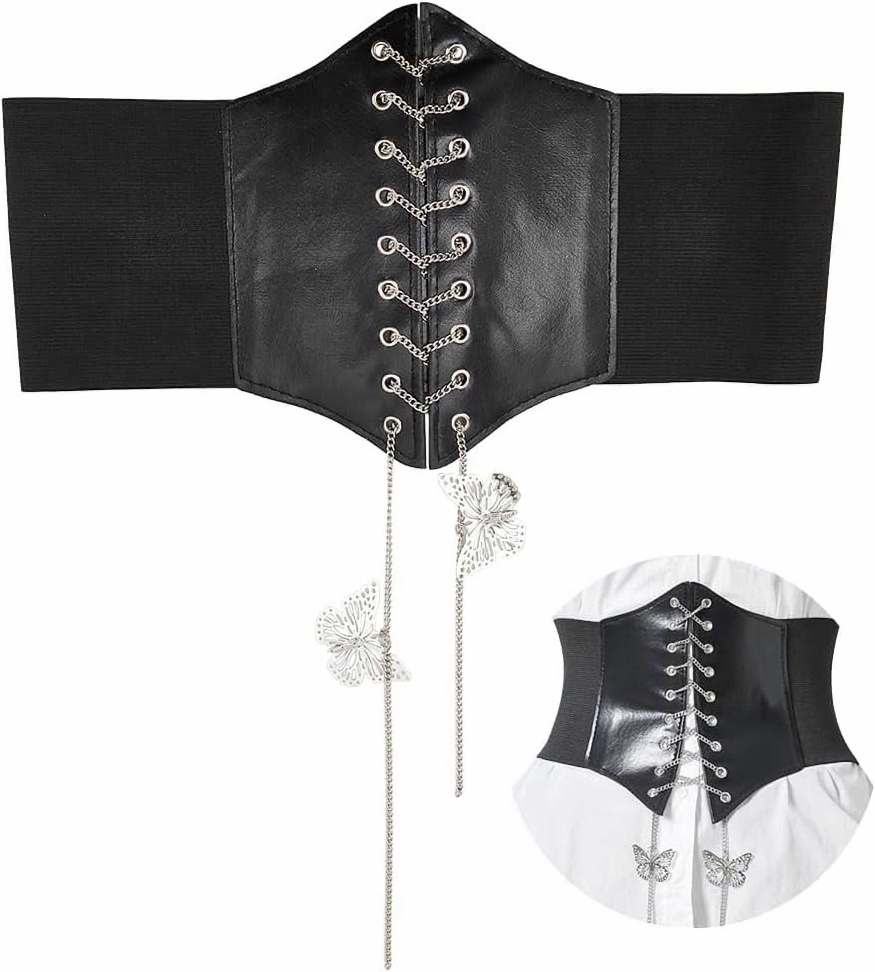PU Leather Waist Belt Harness Wide Elastic Belt Steampunk 