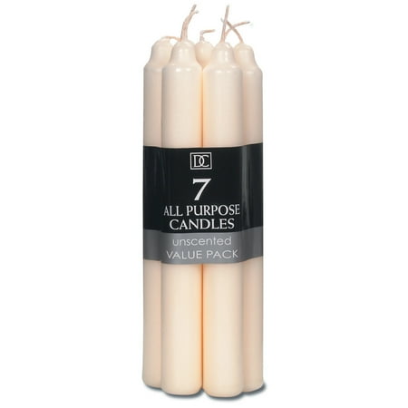 Floral Taper Candle - Taper Candles: 7 Inches Ivory Taper Candles, 7 Pack