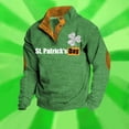 thumbnail image 4 of Telankuip Mens St Patricks Day Sweatshirts Oversized Retro Shamrock Flag Print Quater Button Stand Collar Pullover Tops Fashion Funny Graphic Casual Long Sleeve Winter Clothes 12-Green XL, 4 of 4
