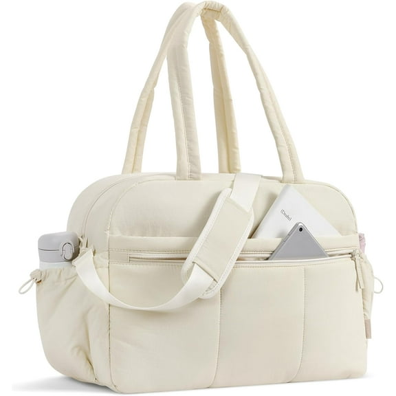 Duffle Bag for Travel, Gym Bag for Women, Puffer Tote Small Carry On Bag, 30L Duffle Weekender Bags with Wet Pocket