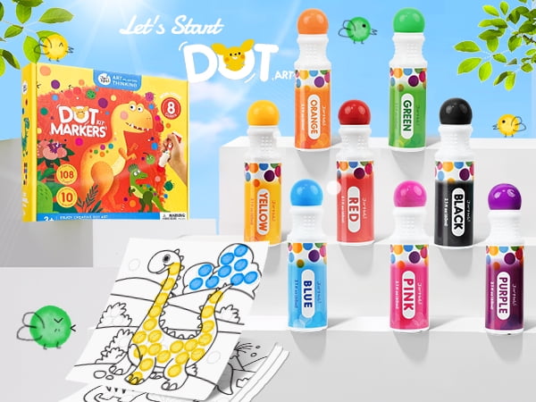 Jar Melo Kids Washable Dot Markers Kit, 8 Colors, Non Toxic, with