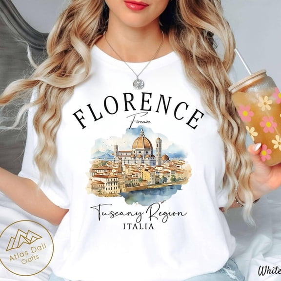 Vintage Florence Italy Watercolor T-Shirt Tuscany Region Firenze Italia Graphic Tee Retro Aesthetic Summer Travel Souvenir Apparel for Men and Women