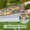 thumbnail image 6 of Colorful Floral Bohemian Table Cover, 36x36 Inch Square Tablecloth with Stretch Fit for Decorative Patio and Dining Use, 6 of 6